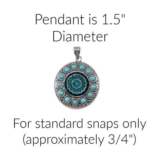 Snap Charm Pendant Necklace with Stainless Steel Chain and Turquoise Snap - Picture 3 of 8